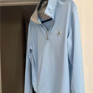 Peter Millar Sky Blue Quarter Zip-Up Sweater